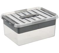 Sunware Q-line Scatola Plastica con Coperchio 15L - 40x30x18cm - Box Portaoggetti Impilabile con Insetto - Contenitore Plastica Trasparente