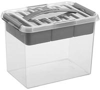 Sunware Q-line Scatola Plastica con Coperchio 9L - 30x20x22cm - Box Portaoggetti Impilabile con Inserto - Contenitore Plastica Trasparente