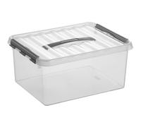 Sunware Q-line scatole plastica con coperchio 22L - 40x30x26cm - set da 4 - contenitori plastica trasparenti grigio - scatole impilabili con clip di chiusura