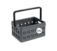 Sunware Square Cassetta Pieghevole in Plastica 24L con Manico - 43.5x31x21.3cm - Cassetta Plastica Pieghevole - Folding Crate
