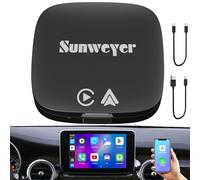 Sunweyer SW05 Adattatore Wireless CarPlay Android Auto 2+32GB con Play Store & Netflix/YouTube - Supporto TF/USB, Installazione App (Solo per auto con CarPlay Cablato o Android Auto Cablato)