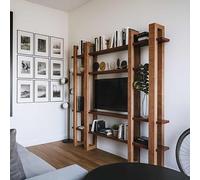 SUNWOOD Mobile TV/Libreria in Legno Massello, Made in Italy (Rovere & Teak) - Design Modulare a 4 Ripiani - Offerta Prezzo Lancio