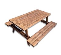 SUNWOOD Tavolo da Picnic in Legno con Panche Integrate 180 x 165 cm, 6 posti, in Pino Massello, Made in Italy