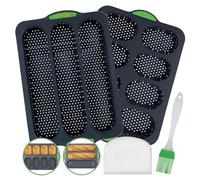 SUNXBUK 2 Pezzi Stampo Baguette Silicone, Baguette Teglia da Forno Baking Mould, Stampo per Pane Francese Con Spatola e Pennello A Olio, Mini Teglia per Baguette per Per Cuocere Pane, Torte, Dessert