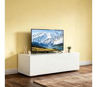 SUNXURY Mobile TV basso da 100 cm, montaggio a parete e piedistallo, ante a battente con cerniere ammortizzanti, illuminazione a LED, mobile TV per piccoli appartamenti, soggiorno e camera da letto