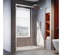 SUNXURY Porta scorrevole 160 x 185 cm, porta doccia a nicchia, 160 cm, in vetro monolocale da 5 mm, con telaio in alluminio