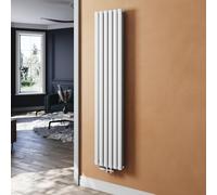 SUNXURY Termoarredo da bagno 357x1800mm Radiatore a tubi Radiatore verticale Pannello scaldasalviette a doppia parete con Multiblock centrale in cromo, bianco
