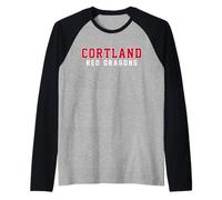 SUNY Cortland Red Dragons Classic Stacked Collegiate Text Maglia con Maniche Raglan