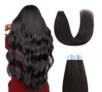 Sunya Extension Biadesive Capelli Veri Nero Naturale Extension Extension Capelli Biadesivo Invisible Capelli Umani Remy Tape in Extensions Capelli Umani Biadesivo 30cm 40g/20 Pezzi