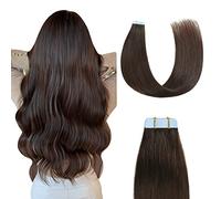Sunya Extension Capelli Biadesivo Marrone Scuro Extension Biadesive Capelli Veri Remy Tape in Hair Extensions Umani Lisci Extension Biadesivo Adhesive 55cm 50g/20pcs
