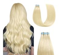 Sunya Extension Capelli Veri Biadesivo Biondo Patino Invisibili Extension Capelli Veri Adesive Extension Biadesive Capelli Veri Remy Umani Lisci Extension Biadesivo Tape in Hair 40cm 40g/20pcs