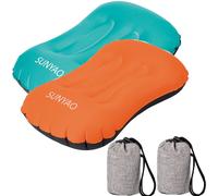 SUNYAO Set da 2 Cuscini da Campeggio Gonfiabili Ultraleggeri con Sacca Compatta Cuscino Ergonomico per Supporto Lombare e Collo durante Campeggio