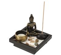 Sunydog Buddha Candlestick Set, Tranquillo Pace, Design Realistico, Forte Sapore di Buddismo, per la Meditazione, Resina Buddha con Supporto di Tealight di Vetro, Bastone di Incenso e
