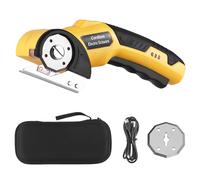 Sunydog Cesoia Taglio per Materiali a Batteria Ricaricabile 4 V con Blocco di Sicurezza per Tagliare Tappeti in Plastica e Pelle, Taglierina Tessuti Portatile e Appassionati del Fai Te (Gialla)