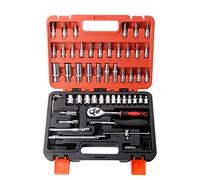 Sunydog Set di 53 chiavi a cricchetto e strumenti a presa, set di riparazione cacciaviti da 1/4 pollici, set di chiavi a bussola combinate con scatola di immagazzinaggio per la casa