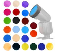 Sunydog Set di Filtri Gel Colorati per Flash Rotondi, Kit di 24 Filtri Gel Flash per la Serie V1, Accessorio Torcia Facile da Usare Crea Effetti Sfondo e Simulazioni Luce Fredda (Grigio)
