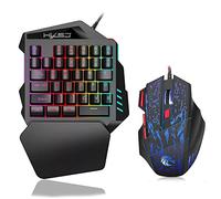 Sunydog - Tastiera da gioco, con 35 tasti, retroilluminazione a LED, mouse da gioco con cavo con luce di respirazione 5500 DPI Combo tastiera e mouse a 7 pulsanti J50