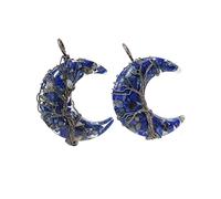 SUNYIK 2 collane con ciondolo a forma di luna crescente orgonica per donne e uomini, collana fatta a mano con albero della vita a forma di luna avvolta in filo metallico con catena da 45,7 a 48,3 cm