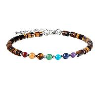 SUNYIK Braccialetto da donna con 7 perline chakra, regolabile, con cristalli per yoga, guarigione Reiki, pietra occhio di tigre