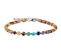 SUNYIK Braccialetto regolabile con 7 perline chakra, da donna, con cristalli per yoga, per guarigione Reiki, pietra, diaspro