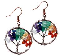 SUNYIK Orecchini pendenti da donna con pietra martellata, Pietra Cristallo Metallo, #1-7 pietra chakra