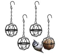 SUNYOK 4 mangiatoie per palline di grasso da appendere mangiatoia per uccelli in metallo con 4 ganci a forma di S per giardino all'aperto fauna selvatica uccelli fringuello passero pettirosso