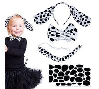 SUNYOK 4PCS Carnevale Costumi Dalmata Per Bambini Custume da Re da Cane Kit di Travestimento per Carnevale Coniglietto Fascia per Vestiti