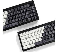 Sunzit Custom Keycaps, bianco e nero topografico a 131 tasti PBT Cherry Profil Dye Sublimation Shine Through Side Print Keycaps per ISO/ANSI UK Layout Tastiera meccanica da gioco (bianco e nero)