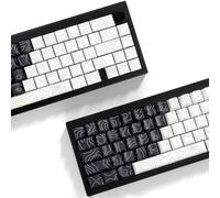 Sunzit PBT Keycaps, in bianco e nero, topografico a 131 tasti, personalizzato, profilo di ciliegia, sublimazione, Shine Through Side Print, per ISO/ANSI UK layout tastiera meccanica da gioco (bianco e