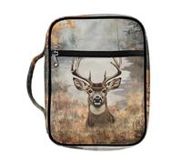 Suobstales Custodia per libri con stampa mimetica di cervi, per donne e uomini, leggera, con manico e tasca con cerniera