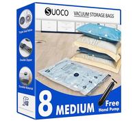 SUOCO Buste Sottovuoto Vestiti con Pompa Manuale, 8 Medium, Sacchetti Salvaspazio per Vestiti e Coperte, Perfetti per Valigie, Casa e Viaggi