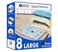 SUOCO Sacchi Sottovuoto Vestiti con Pompa Manuale, 8 Large, Sacchetti Salvaspazio per Piumoni, Vestiti e Coperte, Ideali per Casa e Viaggi