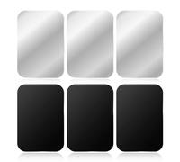 Suofuolef 6 pezzi piastra metallica per cellulare, piastra rettangolare in metallo con pellicola adesiva per auto, supporto magnetico per cellulare, nero + argento