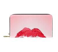 suojapuku Portafoglio da uomo in vera pelle,portamonete grande da donna per carte,bacio di rossetto rosso,Portamonete con cerniera