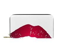 suojapuku Portafoglio da uomo in vera pelle,portamonete grande da donna per carte,bacio rossetto rosso,Portamonete con cerniera