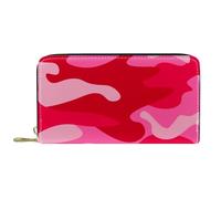suojapuku Portafoglio da uomo in vera pelle,portamonete grande da donna per carte,camuffamento rosso rosa,Portamonete con cerniera