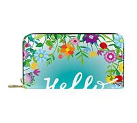 suojapuku Portafoglio da uomo in vera pelle,portamonete grande da donna per carte,ciao fiore di primavera foglia,Portamonete con cerniera