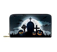 suojapuku Portafoglio da uomo in vera pelle,portamonete grande da donna per carte,felice festa di halloween,Portamonete con cerniera