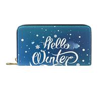 suojapuku Portafoglio da uomo in vera pelle,portamonete grande da donna per carte,fiocco di neve ciao inverno,Portamonete con cerniera