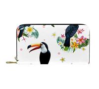 suojapuku Portafoglio da uomo in vera pelle,portamonete grande da donna per carte,fiore di tucano tropicale,Portamonete con cerniera