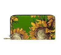 suojapuku Portafoglio da uomo in vera pelle,portamonete grande da donna per carte,girasoli dell'acquerello dell'annata,Portamonete con cerniera