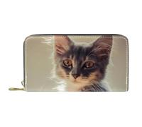 suojapuku Portafoglio da uomo in vera pelle,portamonete grande da donna per carte,immagine del gatto,Portamonete con cerniera