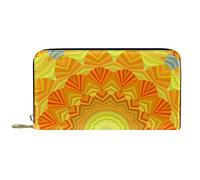 suojapuku Portafoglio da uomo in vera pelle,portamonete grande da donna per carte,mandala modello giallo astratto,Portamonete con cerniera