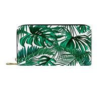 suojapuku Portafoglio da uomo in vera pelle,portamonete grande da donna per carte,modello foglie tropicali,Portamonete con cerniera