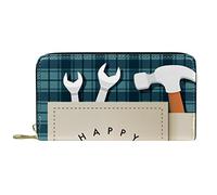 suojapuku Portafoglio da uomo in vera pelle,portamonete grande da donna per carte,modello plaid felice festa del papà,Portamonete con cerniera