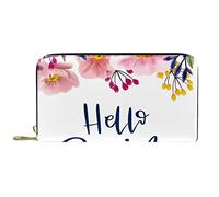 suojapuku Portafoglio da uomo in vera pelle,portamonete grande da donna per carte,primavera ciao fiore floreale,Portamonete con cerniera