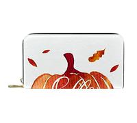 suojapuku Portafoglio da uomo in vera pelle,portamonete grande da donna per carte,zucca ciao autunno autunno,Portamonete con cerniera