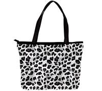 suojapuku Tote Bag,Borsa a tracolla Borse grandi e borse da donna,leopardo grigio bianco e nero,Buste della spesa