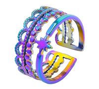 Suona per Lei Anello regolabile vintage e anello in acciaio inossidabile Anelli da donna aperti in acciaio al titanio Anello Al Naso in Oro (color, One Size)