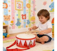 Suonare il tamburo a doppia faccia con le bacchette per materiale scolastico